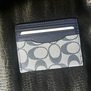 Coach Blue and Gray Patterned Card Holder